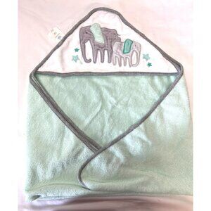 Baby Hooded Towel Elephants Embroidery By Cloud Island 100% Cotton Soft & Absorb